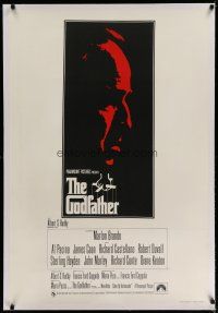 4h204 GODFATHER linen English 1sh '72 great art of Marlon Brando, Francis Ford Coppola classic!
