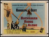 4h071 BUCHANAN RIDES ALONE linen 1/2sh '58 Boetticher, noose was always waiting for Randolph Scott!