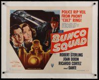 4h073 BUNCO SQUAD linen style B 1/2sh '50 police rip veil from phony cult ring, cool film noir art!