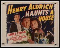 4h080 HENRY ALDRICH HAUNTS A HOUSE linen 1/2sh '43 c/u of Jimmy Lydon & scared Olive Blakeney!