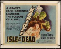 4h082 ISLE OF THE DEAD linen style A 1/2sh '45 Boris Karloff, a grave smothers screams of a girl!