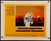4h083 JEREMIAH JOHNSON linen 1/2sh '72 cool artwork of Robert Redford, directed by Sydney Pollack!