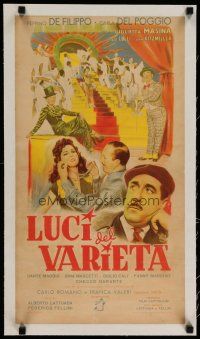 4h279 VARIETY LIGHTS linen Italian locandina '50 rare early Federico Fellini, country of origin!
