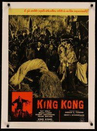 4h300 KING KONG linen Italian photobusta R61 scared Fay Wray & Bruce Cabot with natives!