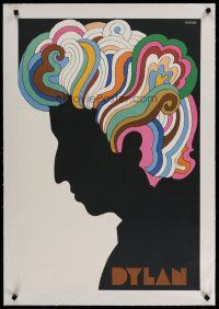 4h028 DYLAN linen 22x33 music poster '67 colorful silhouette art of Bob by Milton Glaser!
