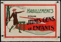4h031 HABILLEMENTS POUR JEUNES GENS ET ENFANTS linen 15x23 French advertising poster '40s cool art!