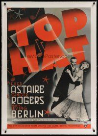 4h013 TOP HAT linen Swedish '36 different art of Fred Astaire & Ginger Rogers by Moje Aslund!