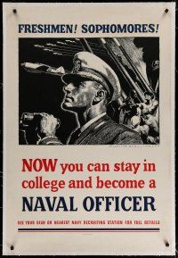 4h051 NAVAL OFFICER linen 28x42 WWII war poster '42 cool military art by McClelland Barclay USNR!