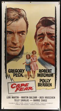4j243 CAPE FEAR linen 3sh '62 Gregory Peck, Robert Mitchum, Polly Bergen, classic film noir!
