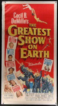 4j255 GREATEST SHOW ON EARTH linen 3sh '52 Cecil B. DeMille circus classic, clown James Stewart!