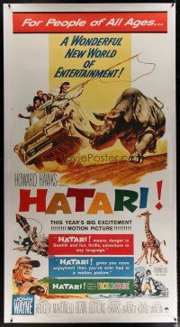 4j256 HATARI linen 3sh '62 Howard Hawks, great artwork images of John Wayne in Africa!