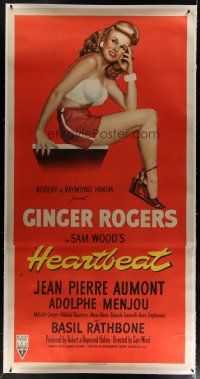4j257 HEARTBEAT linen 3sh '46 great full length art of super sexy Ginger Rogers showing legs!