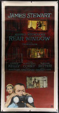 4j270 REAR WINDOW linen 3sh '54 Alfred Hitchcock, art of voyeur Jimmy Stewart & sexy Grace Kelly!