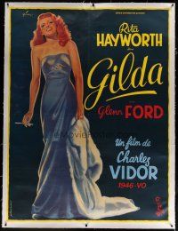 4j172 GILDA linen French 1p R72 art of sexy Rita Hayworth full-length in sheath dress by Grinsson!