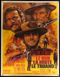 4j174 GOOD, THE BAD & THE UGLY linen French 1p R70s Clint Eastwood, Van Cleef, Leone, Mascii art!