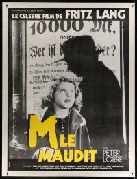 4j177 M linen French 1p R80s Fritz Lang classic, cool different image of Peter Lorre's shadow!