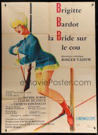 4j076 ONLY FOR LOVE French 1p '63 Vadim's La Bride sur le cou, Hurel art of sexy Brigitte Bardot!