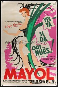4j139 MAYOL linen 40x59 French advertising poster '61 wonderful sexy showgirl art by Rene Lefebvre!