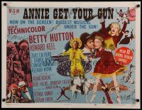 4j023 ANNIE GET YOUR GUN style B 1/2sh '50 Betty Hutton as the greatest sharpshooter, Howard Keel