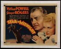 4j045 STAR OF MIDNIGHT linen 1/2sh '35 romantic close up of William Powell & pretty Ginger Rogers!