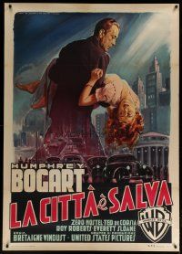 4j109 ENFORCER Italian 1p '51 best different Martinati art of Humphrey Bogart carrying woman!