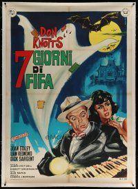 4j206 GHOST & MR. CHICKEN linen Italian 1p '66 different Morini art of Don Knotts & wacky ghost!