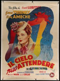 4j208 HEAVEN CAN WAIT linen Italian 1p R52 best Ballester art of Gene Tierney, Ernst Lubitsch
