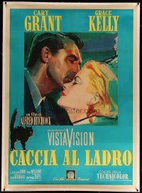 4j223 TO CATCH A THIEF linen Italian 1p R64 art of beautiful Grace Kelly & Cary Grant, Hitchcock!