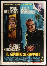 4j195 TORN CURTAIN linen Italian 2p '66 Paul Newman, Julie Andrews, Hitchcock, different Morini art!