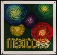 4j143 MEXICO 68 linen Mexican special 35x36 '68 XIX Olympic games, really cool colorful artwork!