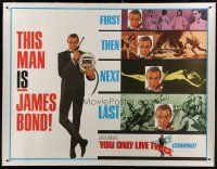 4j232 YOU ONLY LIVE TWICE linen teaser subway poster '67 art of Connery + other 007 movies, rare!