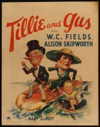 4j016 TILLIE & GUS WC '33 wacky art of W.C. Fields & Alison Skipworth on raft + Baby LeRoy on fish!