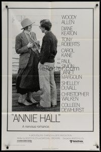 4k021 ANNIE HALL 1sh '77 full-length Woody Allen & Diane Keaton, a nervous romance!