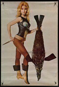 4k206 BARBARELLA commercial poster '68 Jane Fonda and penguish, recalled for legal problems, rare!