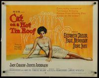 4k302 CAT ON A HOT TIN ROOF style A 1/2sh '58 classic art of Elizabeth Taylor as Maggie the Cat!