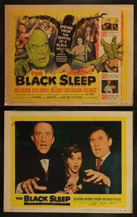 4k073 BLACK SLEEP 8 LCs '56 Lon Chaney Jr., Bela Lugosi, Tor Johnson, terror-drug wakes the dead!