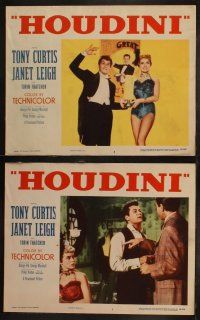4k077 HOUDINI 8 LCs '53 Tony Curtis as the famous magician + his sexy assistant Janet Leigh!