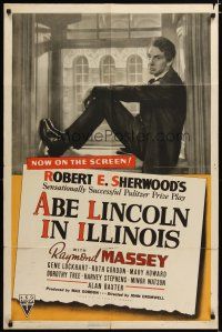 4m014 ABE LINCOLN IN ILLINOIS 1sh '40 c/u of Raymond Massey as President Abraham Lincoln!