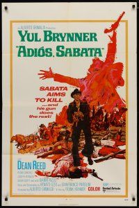 4m019 ADIOS SABATA 1sh '71 Yul Brynner aims to kill, and his gun does the rest, cool art!