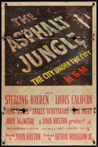 4m061 ASPHALT JUNGLE 1sh '50 John Huston classic film noir, The City Under the City!