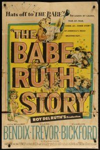 4m070 BABE RUTH STORY 1sh '48 William Bendix in the title role, baseball!