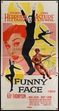 4p334 FUNNY FACE 3sh '57 art of Audrey Hepburn close up & full-length + Fred Astaire!