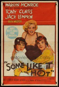 4p036 SOME LIKE IT HOT Aust 1sh '59 sexy Marilyn Monroe with Tony Curtis & Jack Lemmon in drag!