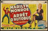 4p075 BUS STOP Belgian '57 cowboy Don Murray with lasso & full-length sexy Marilyn Monroe!