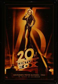 4p062 20TH CENTURY FOX 75TH ANNIVERSARY commercial poster '10 Marilyn in Gentlemen Prefer Blondes!