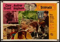 4p329 CHARADE linen Italian photobusta '63 montage of Cary Grant & Audrey Hepburn, Stanley Donen!