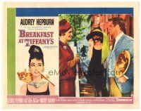 4p446 BREAKFAST AT TIFFANY'S LC #8 '61 sexy Audrey Hepburn between George Peppard & Patricia Neal!