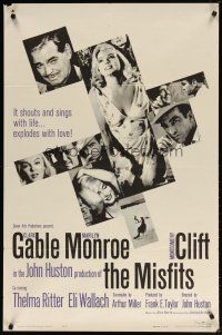 4p026 MISFITS 1sh '61 John Huston directed, Clark Gable, sexy Marilyn Monroe, Montgomery Clift!