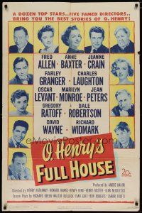 4p027 O HENRY'S FULL HOUSE 1sh '52 Marilyn Monroe pictured with many other top stars!