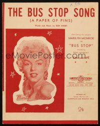 4p270 BUS STOP Australian sheet music '56 different image of sexy Marilyn Monroe, The Bus Stop Song!